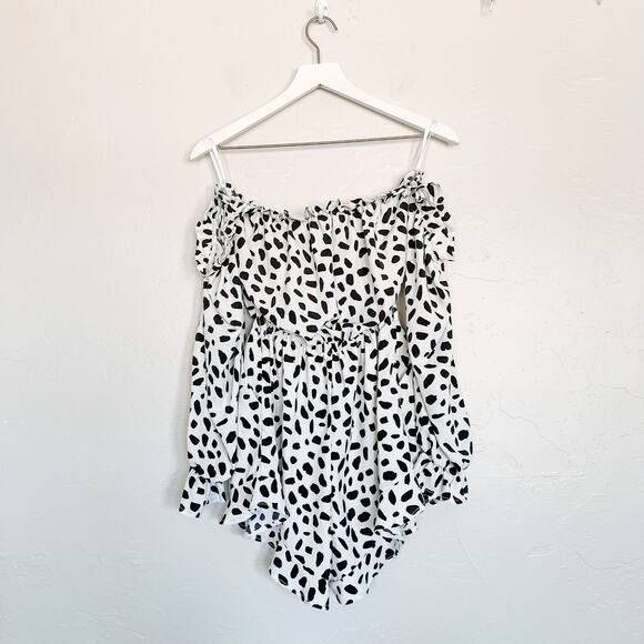 Runaway The Label Leopard Print Off the Shoulder Romper Size 2 - Picture 5 of 6